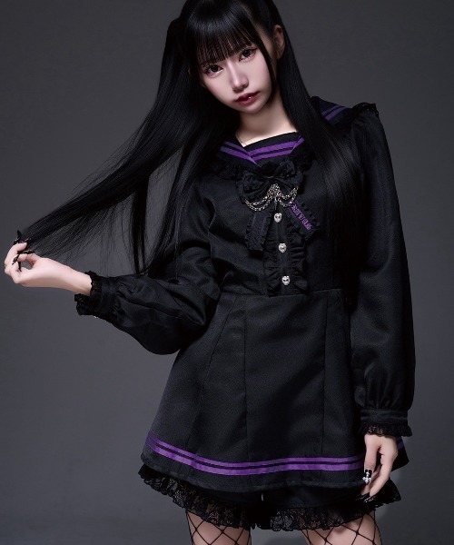 TRAVASTOKYO♡フリルサスペンダー＆セーラーブラウス TRAVAS TOKYO（トラバストーキョー） セットアップ 「TRAVAS TOKYO