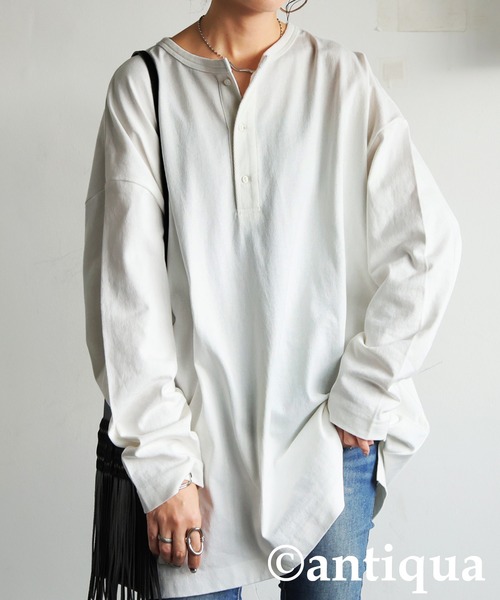 antiqua（アンティカ） tシャツ ヘンリーネックバスクロンT レディース