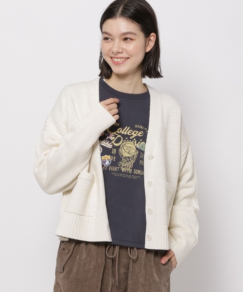 niko and…（ニコアンド） ニットカーディガン SHORT ピンク レディース