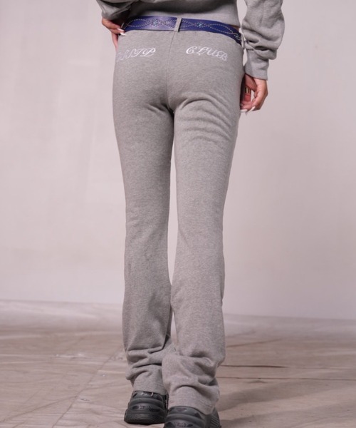 GOSSIP CLUB パンツ ロゴ刺繍入りスウェットフレアパンツ レディース