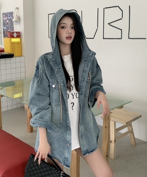 DIESEL パーカー レディース デニム袖 Diesel D-Um-Rib デニムパーカー | ブルー | FARFETCH JP