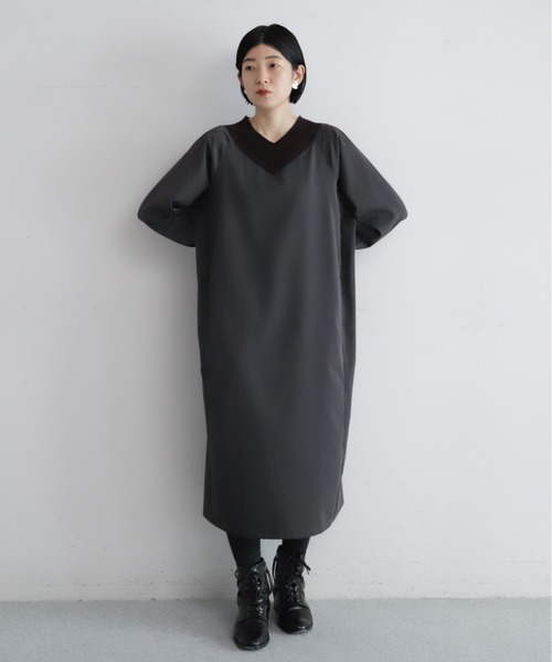 NOMBRE IMPAIR（ノンブルアンペール） ワンピース リブVネック