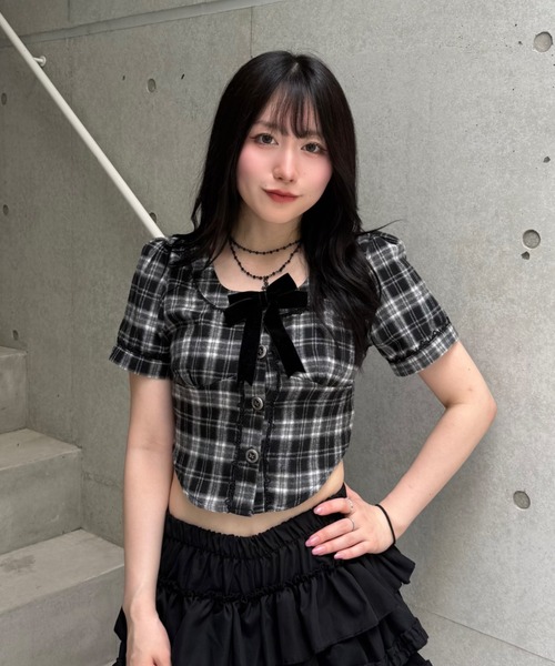 Lae tシャツ チェック柄リボンブラウス レディース メンズ : ZOZOTOWN