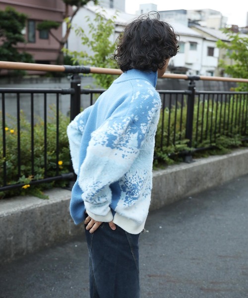【新品タグ付き】 自由区 薄手 カーディガン 44 ライトブルー ♪ WEB限定・洗える】ウールミックス フード付きカーディガン / 自由区 S