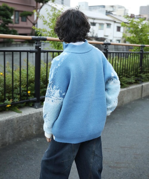 アイボリー・ブルーのジップアップカーディガン ジャージージップアップカーデ（カーディガン）｜OUTDOOR PRODUCTS