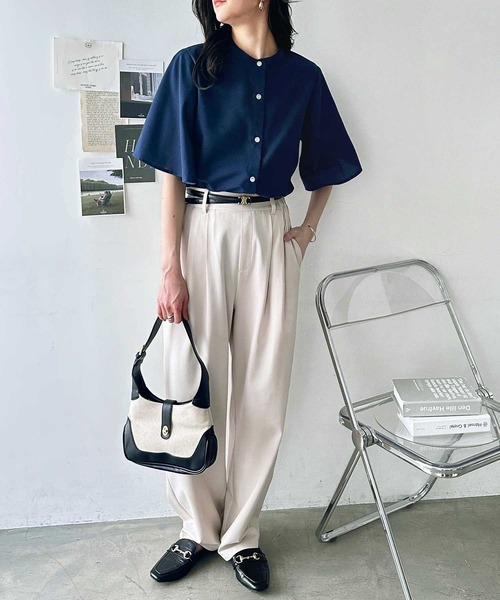 「GeeRA」 半袖ブラウス MEDIUM ブルー系その他 レディース_画像2