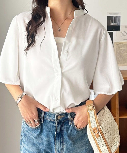 「GeeRA」 半袖ブラウス MEDIUM ブルー系その他 レディース_画像9