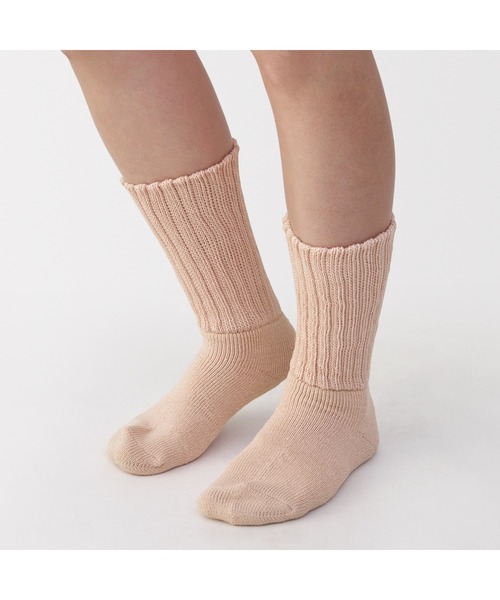 無印良品（MUJI） 靴下 婦人 足なり直角 リブ編み厚手 ルームソックス