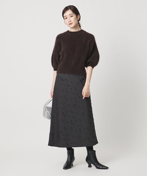 UNITED ARROWS スカート サテン フラワー ジャガード ロング