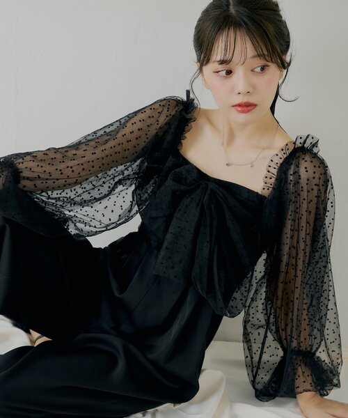 Chico（チコ） ドレス 「SALON byChico」フロントリボンドッキング