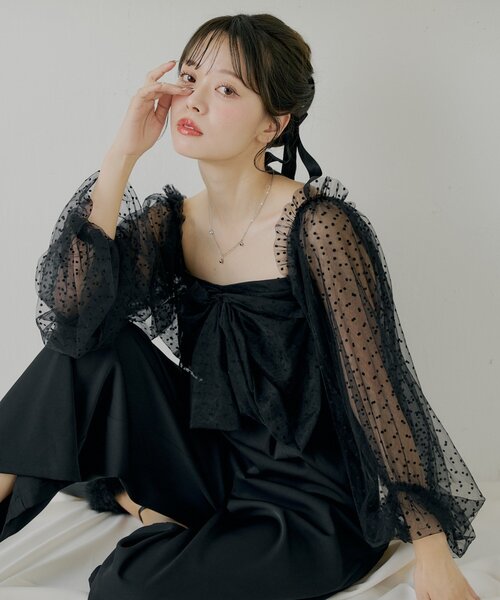 Chico（チコ） ドレス 「SALON byChico」フロントリボンドッキング