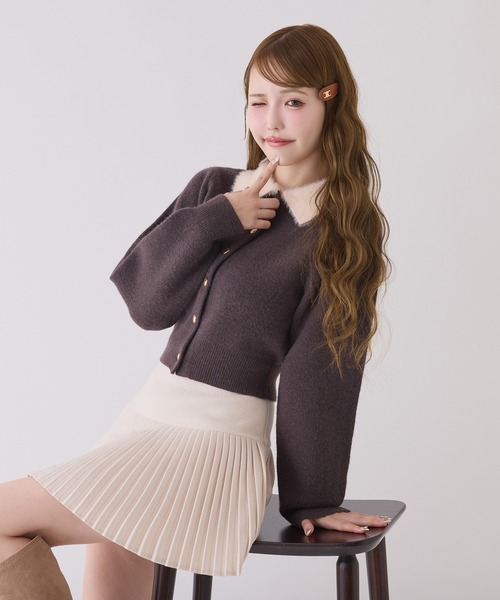 one after another NICE CLAUP カーディガン 「新色追加」ポロ襟配色