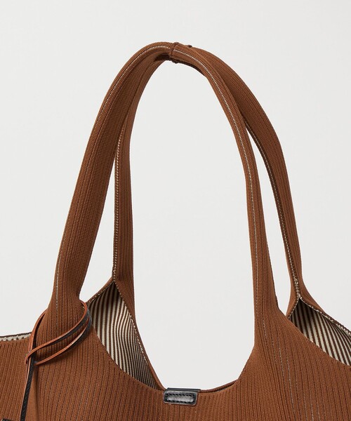 HALON トートバッグ 編み込みデザイン halon トートバッグ 「hALON」ストライプ ニット トートバッグL メンズ