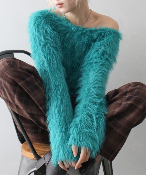 「SpRay」 長袖ニット FREE アイボリー レディース_画像3