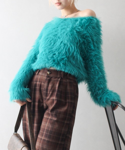 「SpRay」 長袖ニット FREE アイボリー レディース_画像4