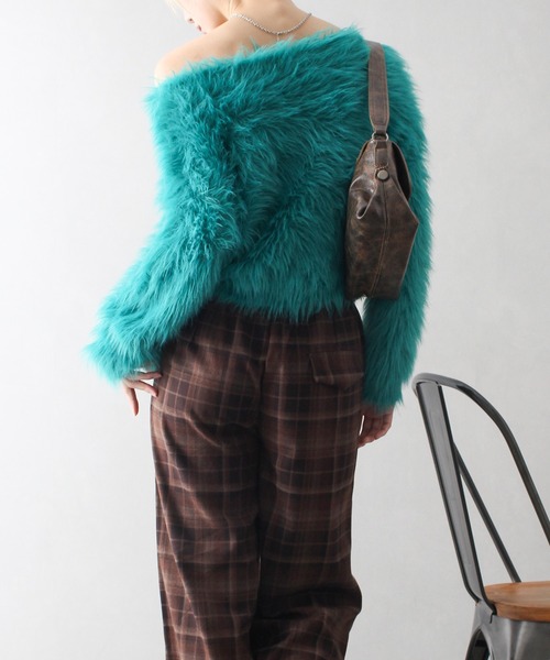 「SpRay」 長袖ニット FREE アイボリー レディース_画像6