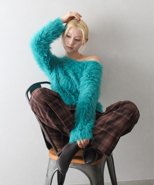 「SpRay」 長袖ニット FREE アイボリー レディース_画像8