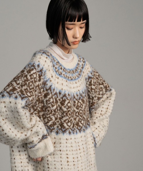 フォークロアニット　ウール　セーター　ノルディック　ヴィンテージ　プルオーバー full/fill. ニット セーター nordic over knit / ノルディックオーバー