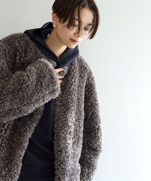 「UNFILO」 ノーカラージャケット SMALL ベージュ レディース_画像5