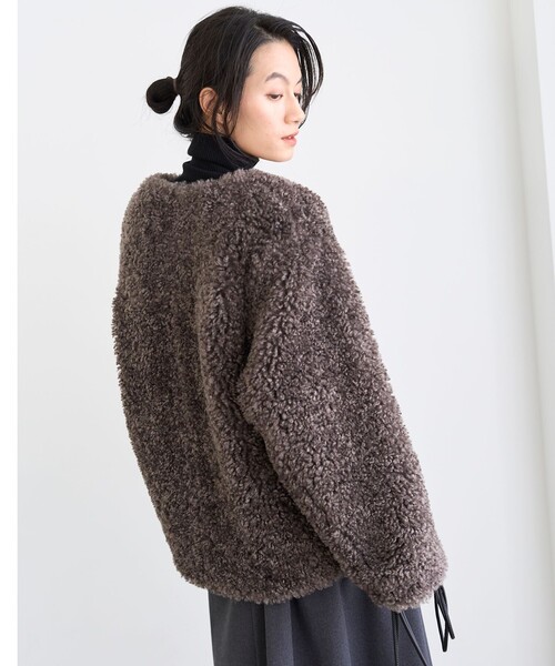 「UNFILO」 ノーカラージャケット SMALL ベージュ レディース_画像8