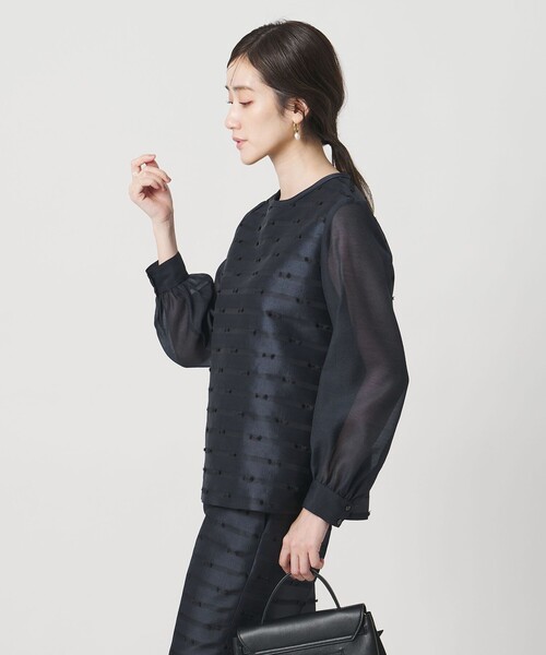 UNITED ARROWS ブラウス シャツ リボン カットジャガード レディース