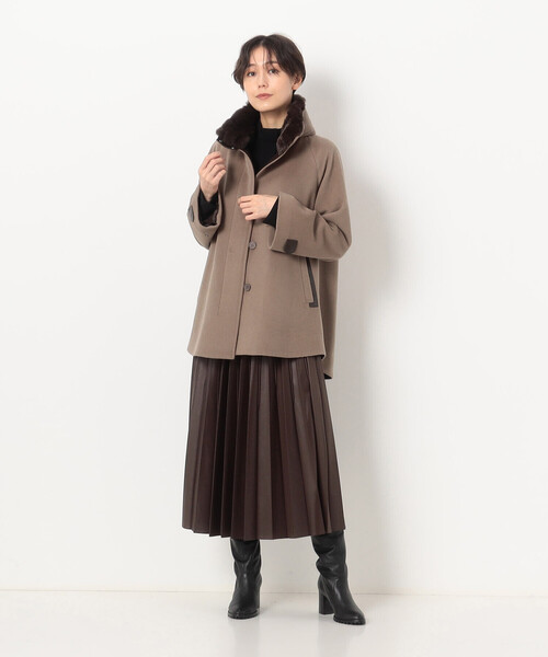 K.T KIYOKO TAKASE アンゴラウール ショートコート ブラウン K.T KIYOKO TAKASE（K.T キヨコ タカセ） コート アウター アンゴラ