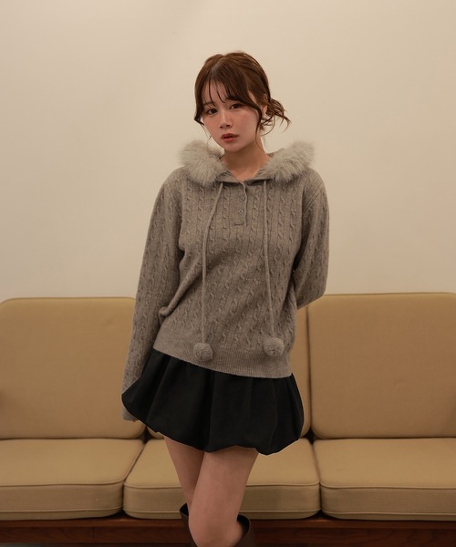 M DOLLY ニット セーター ponpon cable melia knit tops/ポンポン