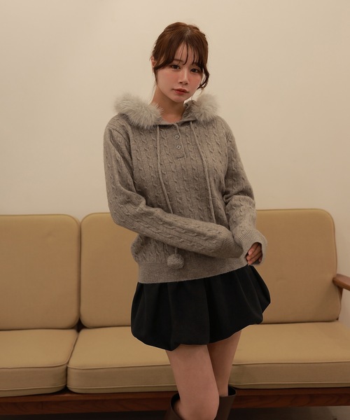M DOLLY ニット セーター ponpon cable melia knit tops/ポンポン