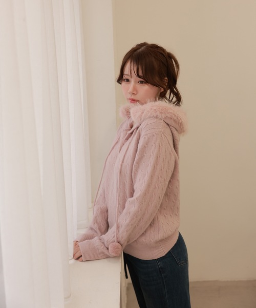 M DOLLY ニット セーター ponpon cable melia knit tops/ポンポン