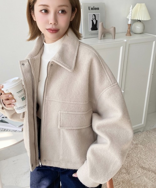 moment+ ブルゾン M グレイッシュベージュ レディース : ZOZOTOWN