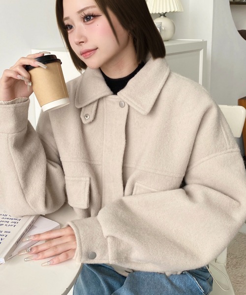 moment+ ブルゾン M グレイッシュベージュ レディース : ZOZOTOWN