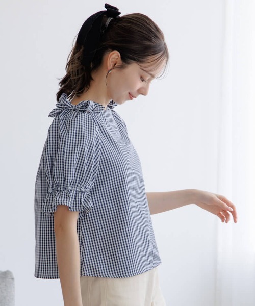 「flower」 7分袖ブラウス FREE ネイビー レディース_画像3