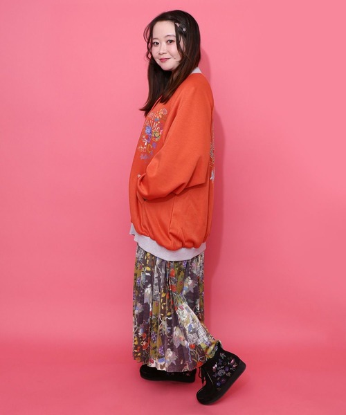 ScoLar（スカラー） ブルゾン アウター ポップ柄裏起毛 裏毛×フライス