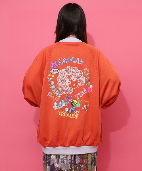 ScoLar（スカラー） ブルゾン アウター ポップ柄裏起毛 裏毛×フライス
