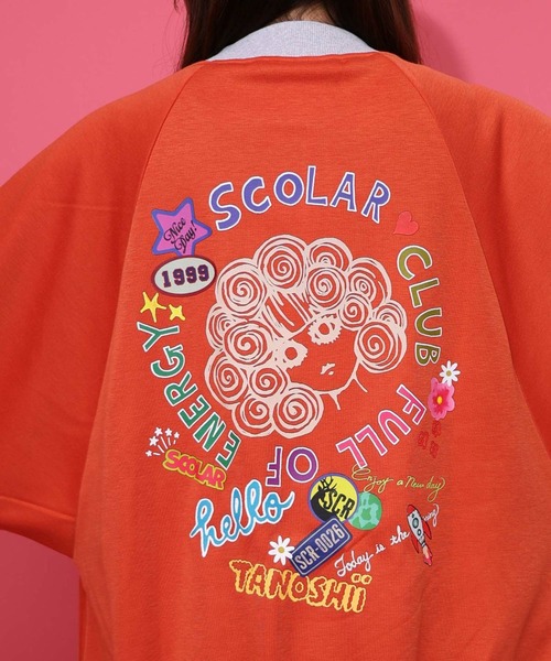 ScoLar（スカラー） ブルゾン アウター ポップ柄裏起毛 裏毛×フライス