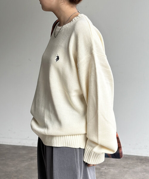 「CPCM」 「U.S.POLO ASSN.」長袖ニット MEDIUM アイボリー レディース_画像9