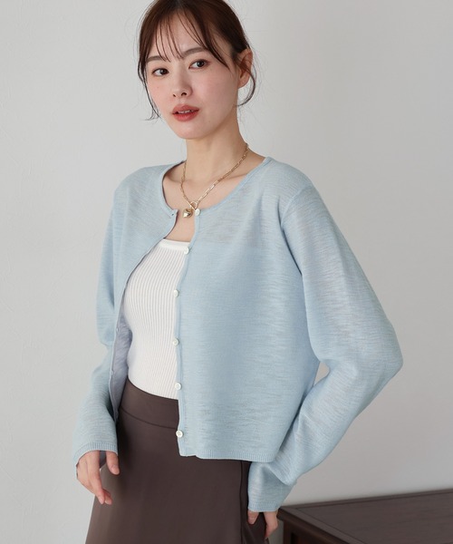 「BLUEEAST」 ニットカーディガン MEDIUM ブルー レディース_画像2