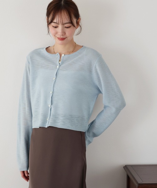 「BLUEEAST」 ニットカーディガン MEDIUM ブルー レディース_画像4