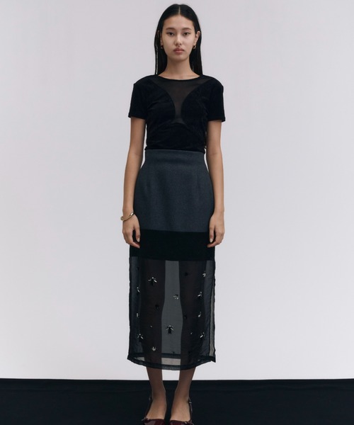JOSE MOON ジョゼムーン　今期　デニムスカート　ブラック　38 JOSE MOON（ジョゼムーン） スカート DOUBLEWAIST PLEATS MINISKIRT