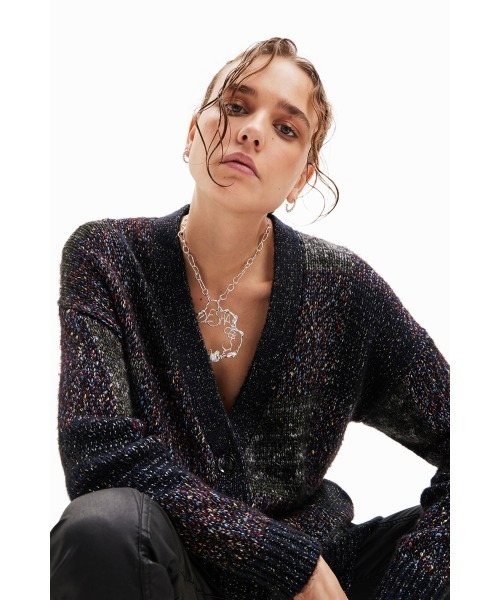「Desigual」 ニットカーディガン M ブラック レディース_画像4