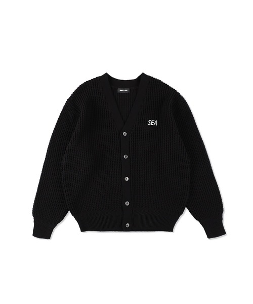 WIND AND SEA ブラック カーディガン WIND AND SEA（ウィンダンシー） セーター ニット Waffle Knit