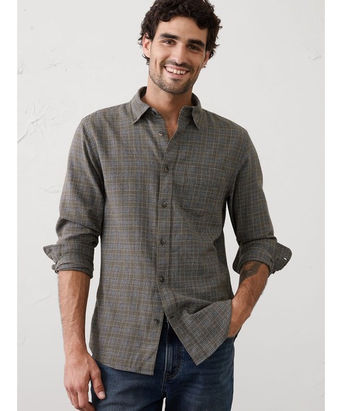BANANA REPUBLIC ブラックグリーン フェイクレザー 半袖シャツ Banana Republic - BANANA REPUBLIC ブラックグリーン フェイクレザー