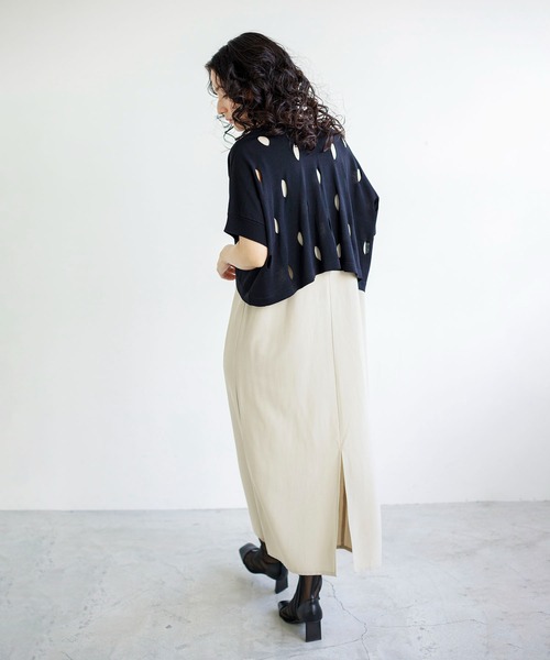 「OSMOSIS」 コンビワンピース ONE SIZE ネイビー レディース_画像2
