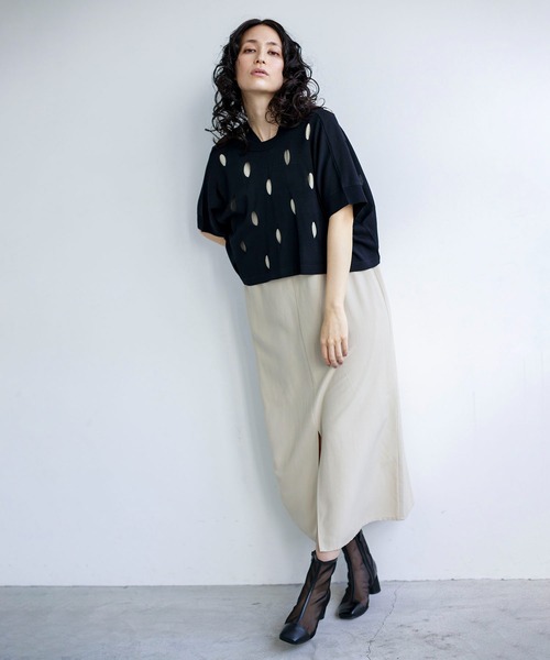 「OSMOSIS」 コンビワンピース ONE SIZE ネイビー レディース_画像3