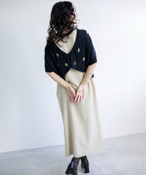 「OSMOSIS」 コンビワンピース ONE SIZE ネイビー レディース_画像7