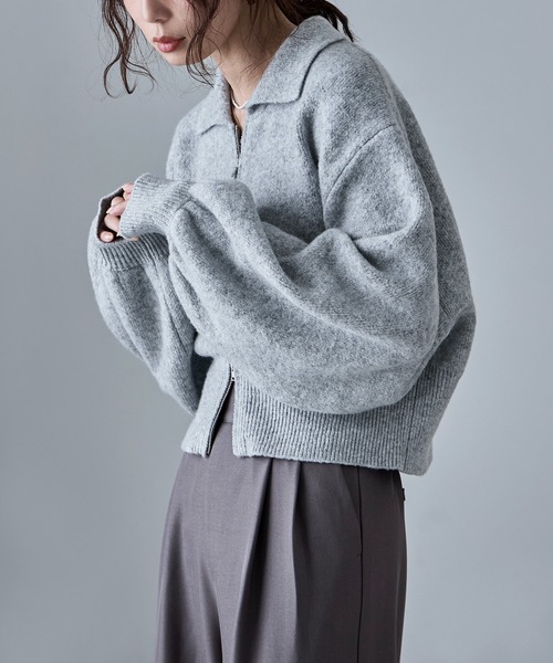 「etoll.」 ニットカーディガン M グレイッシュベージュ レディース_画像2