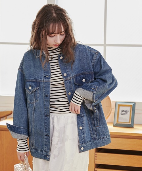 ANGIE」 デニムジャケット FREE ネイビー レディース ANGIE デニム 