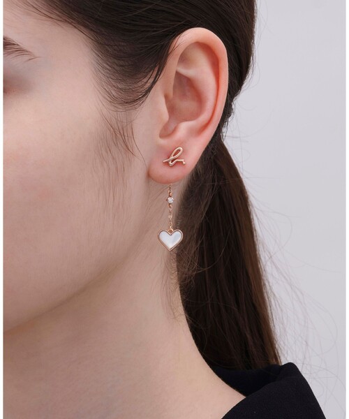 agnes b.(アニエスベー) ピアス b.”ロゴ ハート パール ピアス agnes b.(アニエスベー) ピアス b.”ロゴ ハート パール ピアス