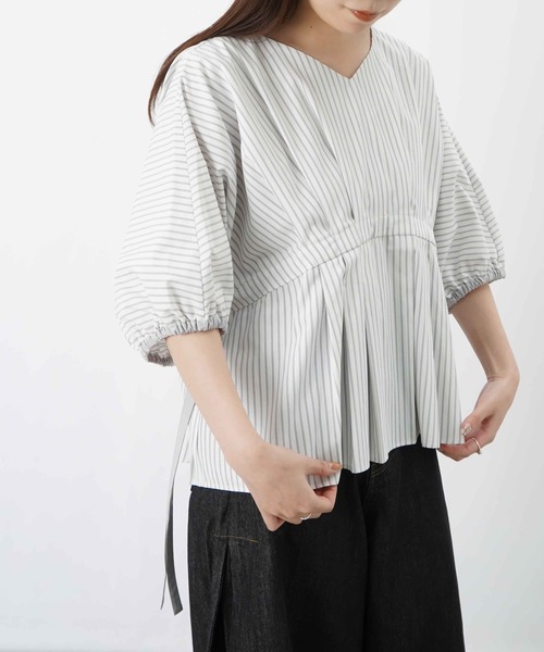 LUCA ルカレディラックルカ　LC/LLL タックブラウス　グレー　日本製 LADY LUCK LUCA（レディラックルカ） ブラウス シャツ LC/LLL ギャザー
