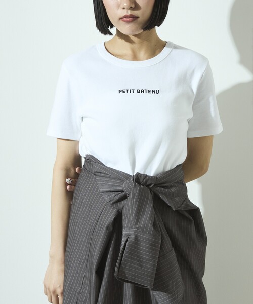 「PETIT BATEAU」 半袖Tシャツ M ホワイト レディース_画像3